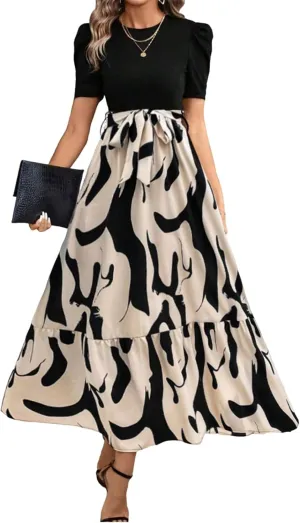 Summer Dresses for Women 2025,Formal Spring Wrap Dress for Women Patchwork Womens Easter Dresses Wedding Guest