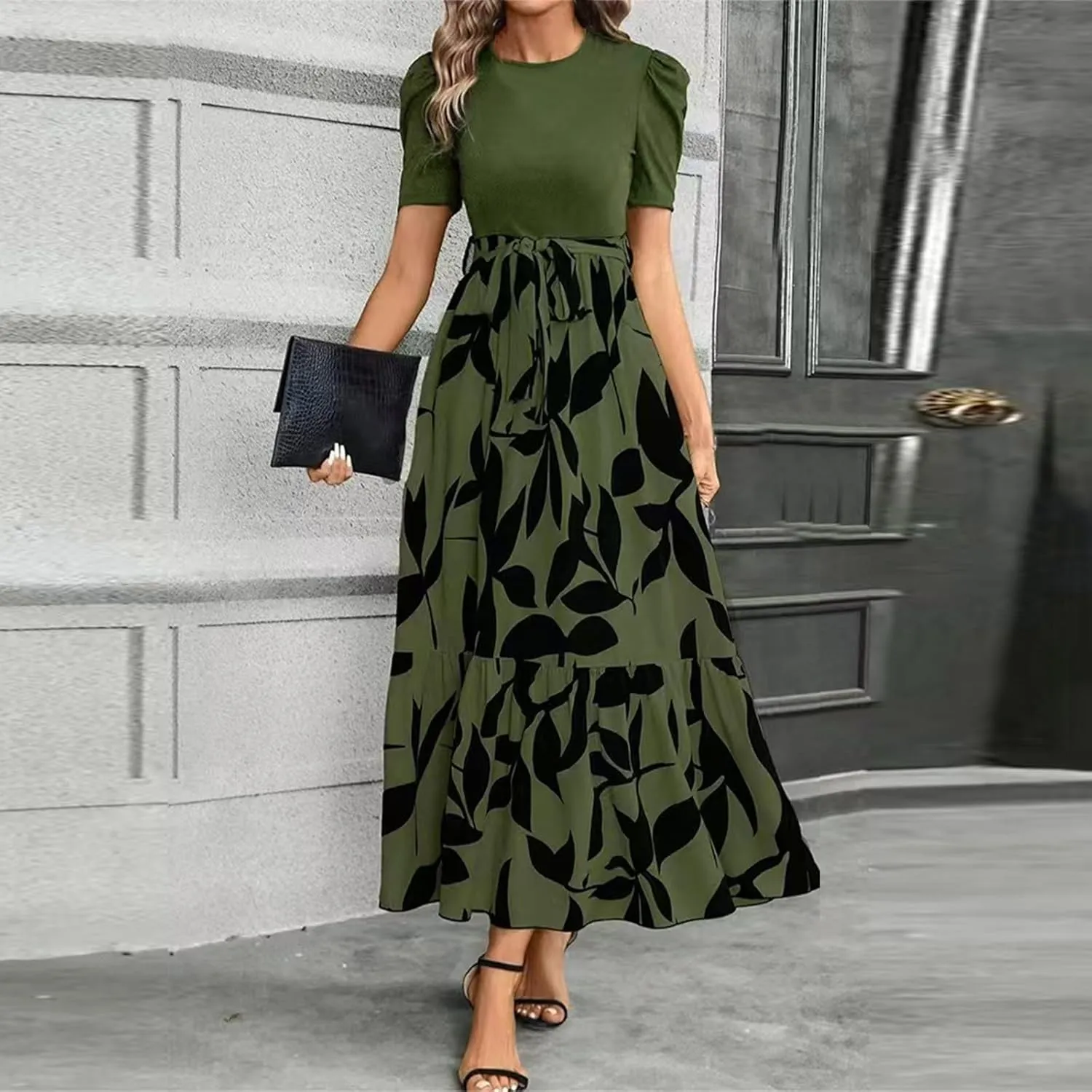 Summer Dresses for Women 2025,Formal Spring Wrap Dress for Women Patchwork Womens Easter Dresses Wedding Guest