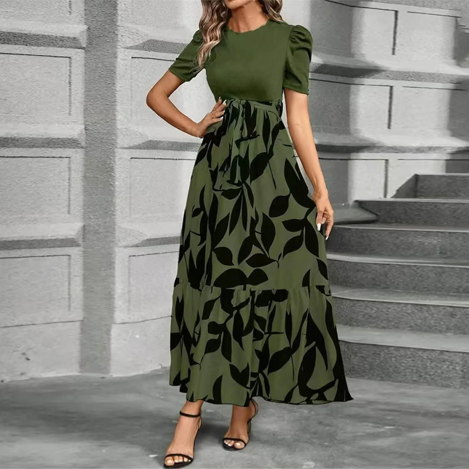 Summer Dresses for Women 2025,Formal Spring Wrap Dress for Women Patchwork Womens Easter Dresses Wedding Guest