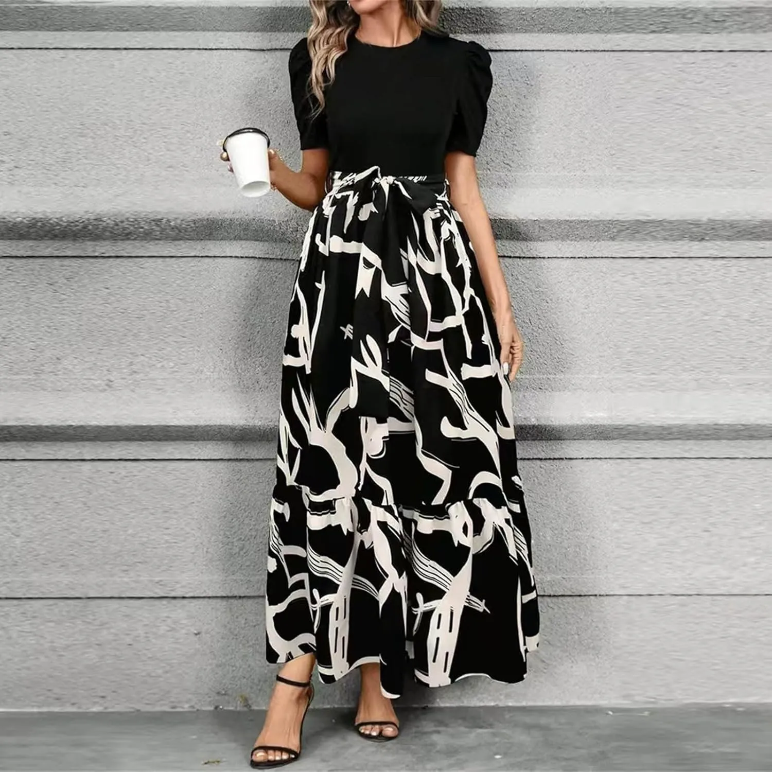 Summer Dresses for Women 2025,Formal Spring Wrap Dress for Women Patchwork Womens Easter Dresses Wedding Guest