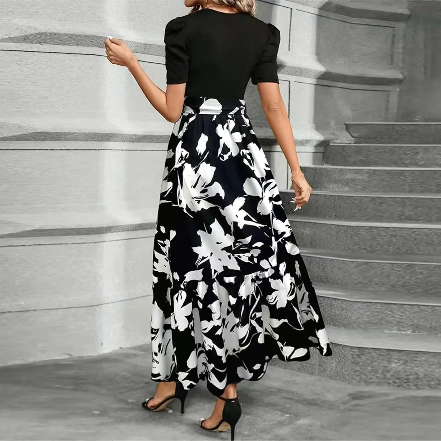 Summer Dresses for Women 2025,Formal Spring Wrap Dress for Women Patchwork Womens Easter Dresses Wedding Guest