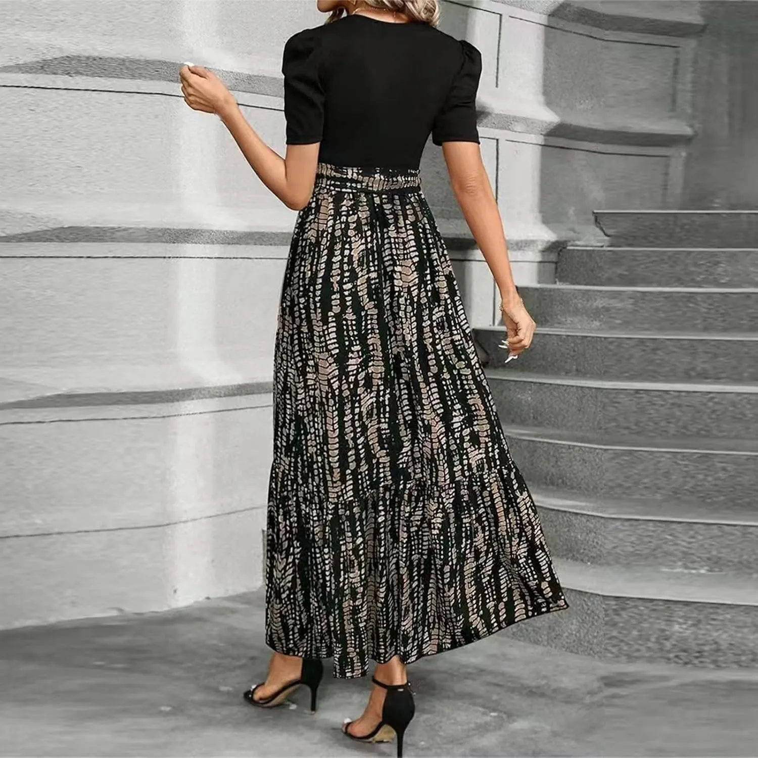 Summer Dresses for Women 2025,Formal Spring Wrap Dress for Women Patchwork Womens Easter Dresses Wedding Guest