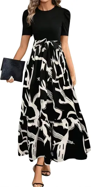 Summer Dresses for Women 2025,Formal Spring Wrap Dress for Women Patchwork Womens Easter Dresses Wedding Guest