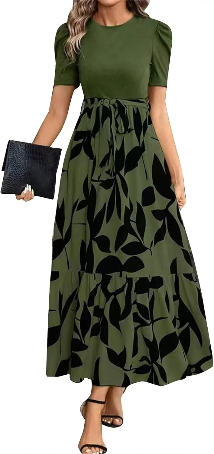 Summer Dresses for Women 2025,Formal Spring Wrap Dress for Women Patchwork Womens Easter Dresses Wedding Guest