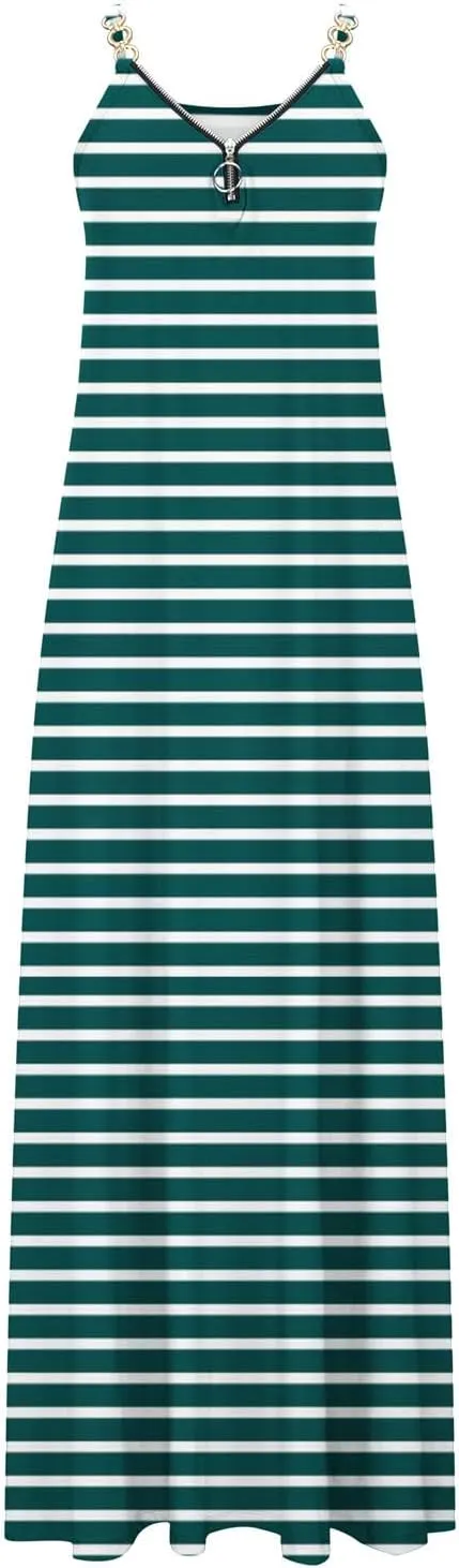 Summer Dresses for Women Casual Beach Spaghetti Strap Maxi Long Dress Sleeveless Sun Dresses Trendy Vacation Clothes