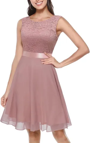 Summer Dresses for Women Floral Lace Fashion Casual Fit A Line Sleeveless Dresses for Women 2025 Swing Party Outfits