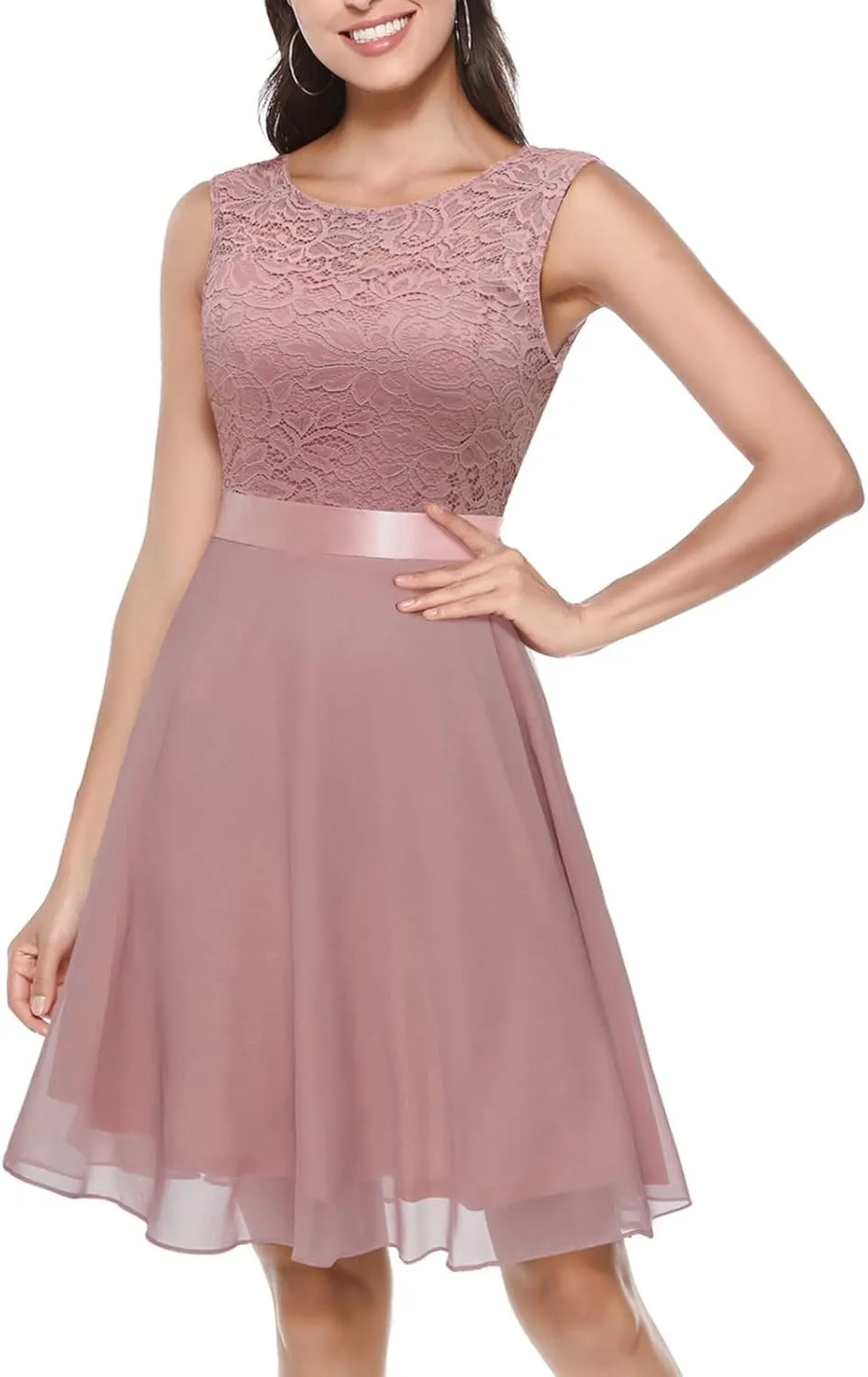 Summer Dresses for Women Floral Lace Fashion Casual Fit A Line Sleeveless Dresses for Women 2025 Swing Party Outfits
