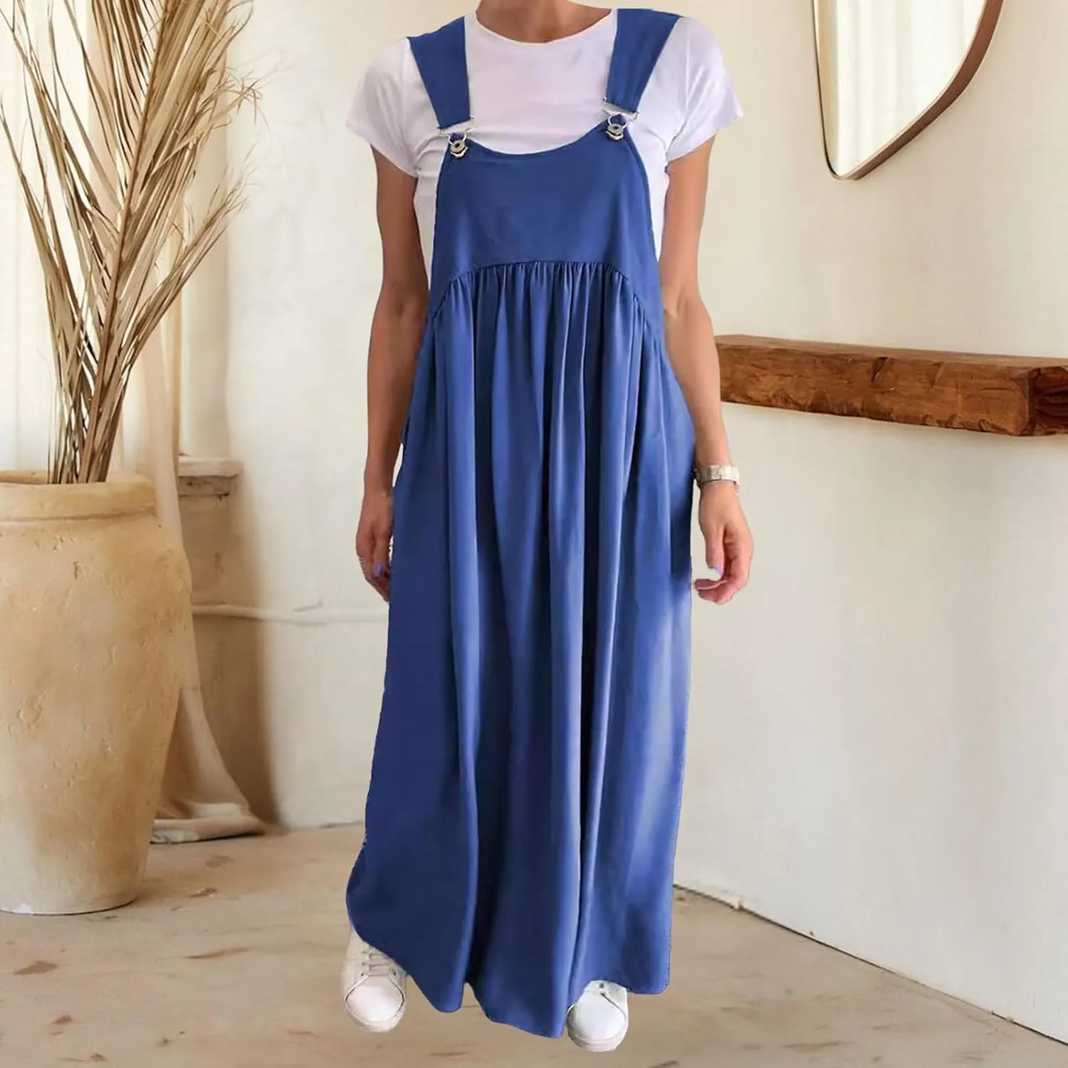Sun Dresses for Women 2025 Vacation Cotton and Linen Sleeveless Backless Dresses Casual Loose Flowy Maxi Dress Beach