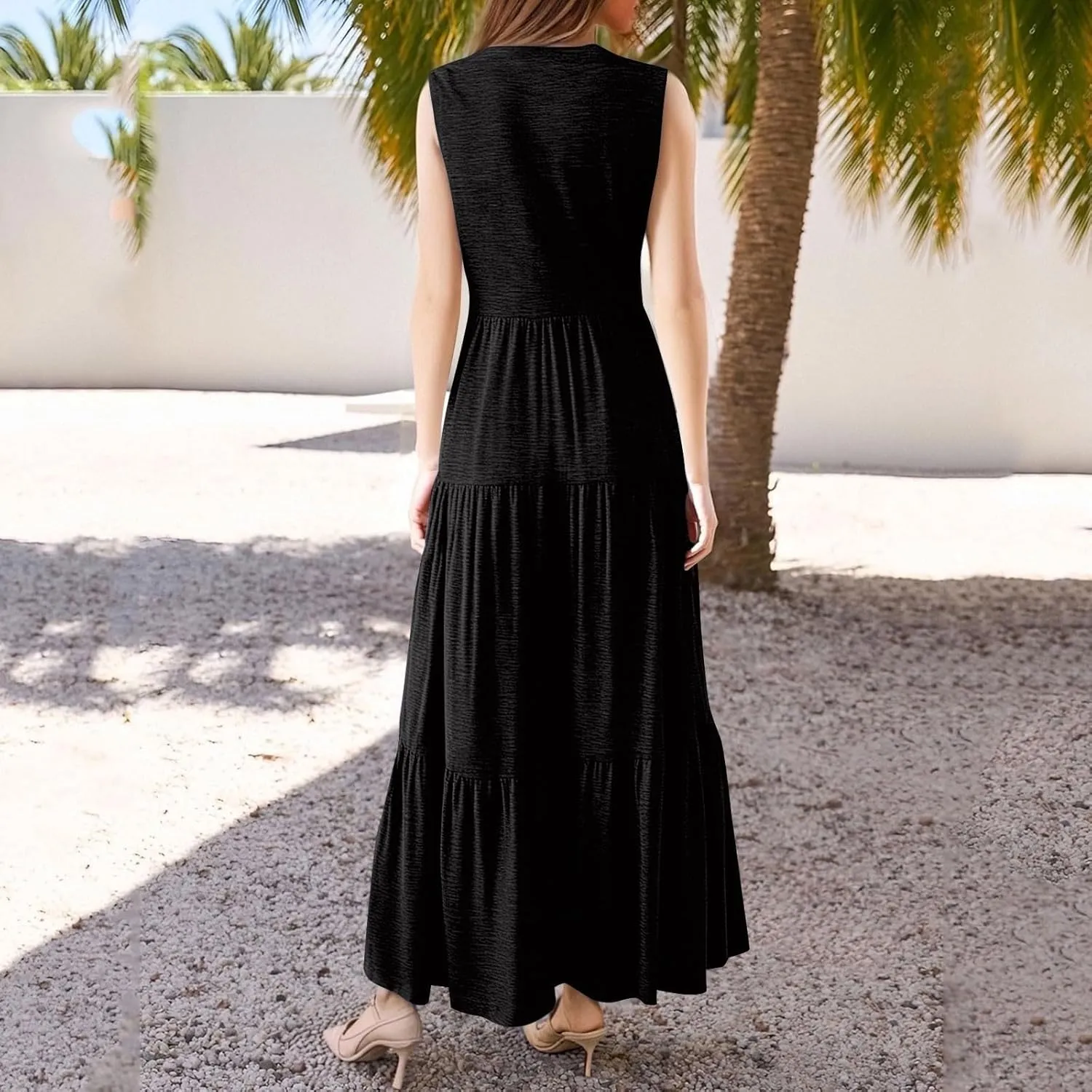 Sundresses for Women Casual Summer Ruffle Sleeve Sweetheart V-Neck Printing Dresses Boho Prom Maxi Short Sleeve Dress