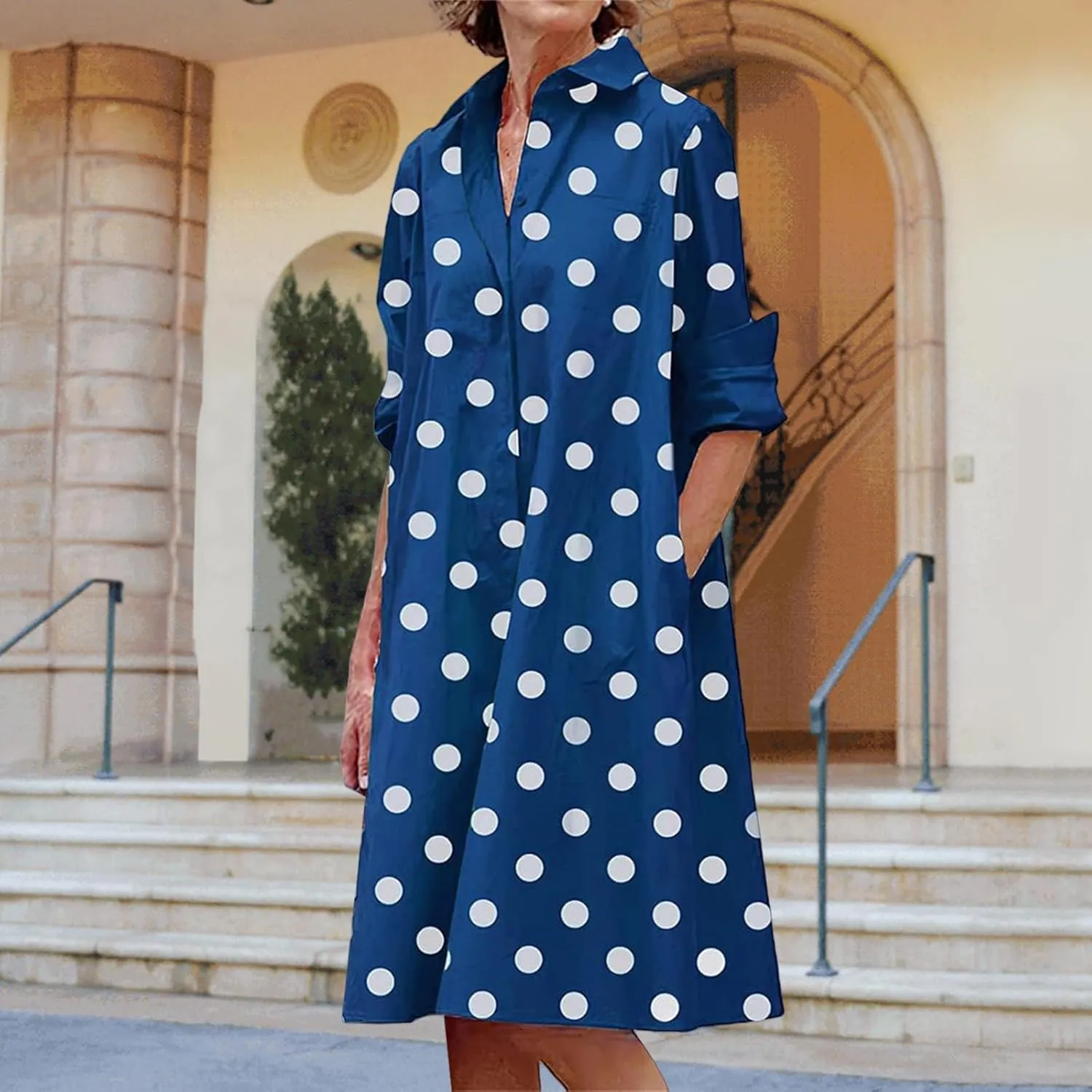 Sundresses for Women Summer Boho Dresses Loose Fit Collared V Neck Midi Dress Beach Vacation Floral Dress 2025