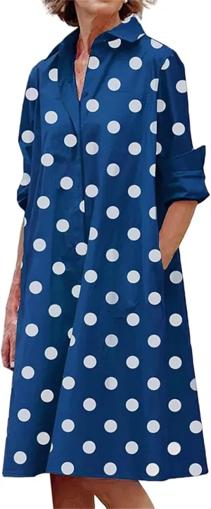 Sundresses for Women Summer Boho Dresses Loose Fit Collared V Neck Midi Dress Beach Vacation Floral Dress 2025