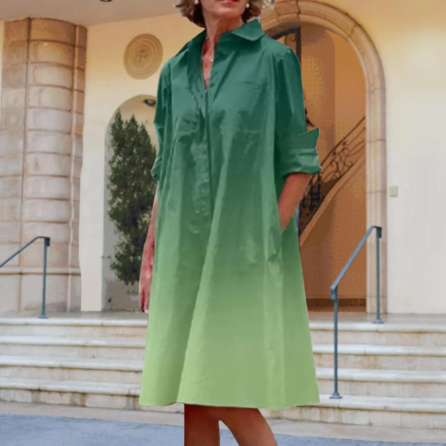 Sundresses for Women Summer Boho Dresses Loose Fit Collared V Neck Midi Dress Beach Vacation Floral Dress 2025