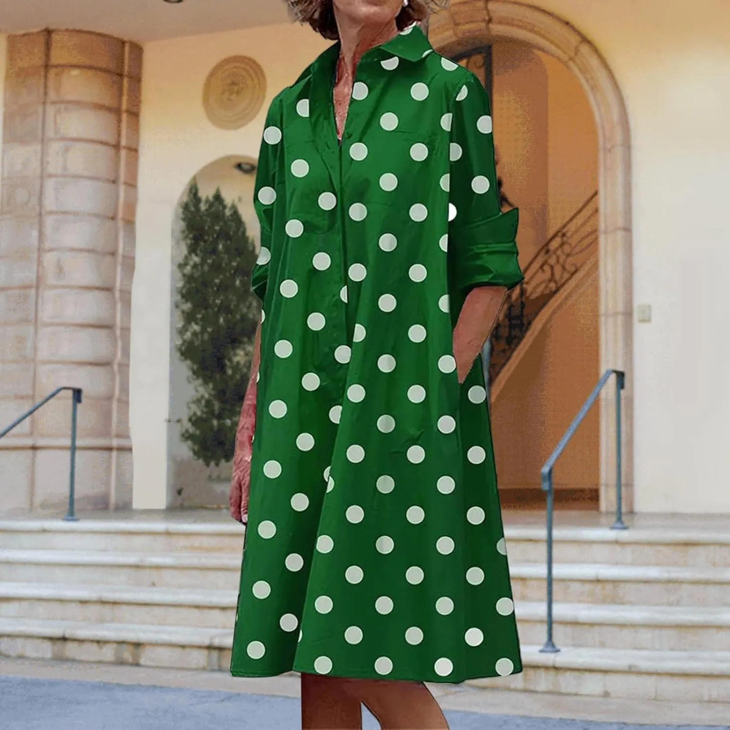 Sundresses for Women Summer Boho Dresses Loose Fit Collared V Neck Midi Dress Beach Vacation Floral Dress 2025