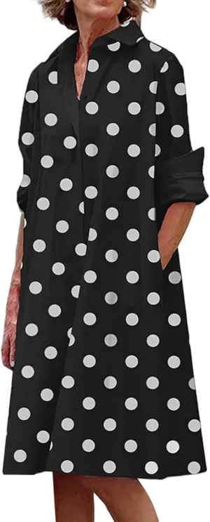 Sundresses for Women Summer Boho Dresses Loose Fit Collared V Neck Midi Dress Beach Vacation Floral Dress 2025
