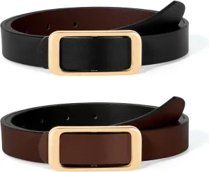 SUOSDEY Women Reversible Leather Belts for Jeans Pants Dresses Ladies Fashion Belts with Gold Buckle