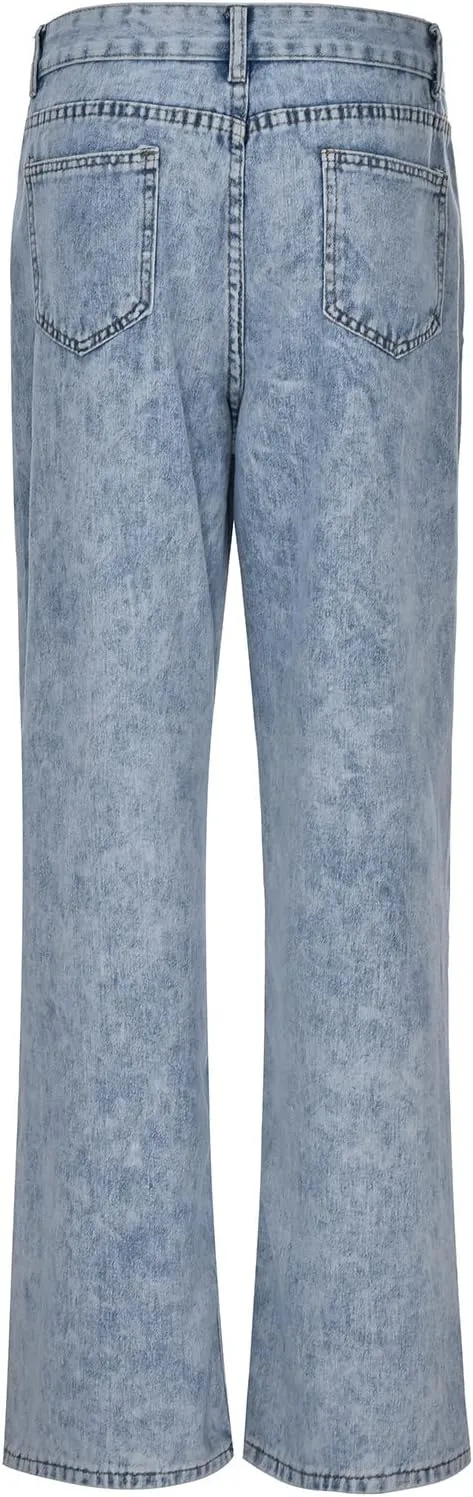 Sweatpants Jeans for Women Boyfriend Denim Pants High Waited Baggy Wide Leg Jeans Loose Fit Denim Pants with Pocket
