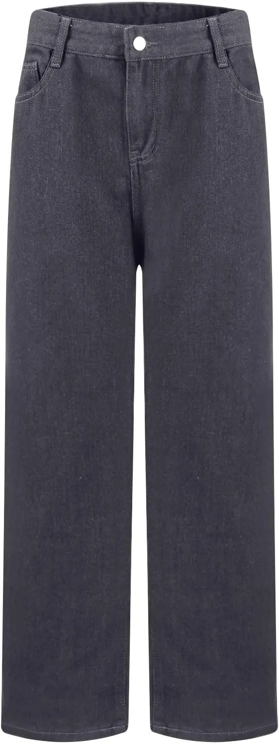 Sweatpants Jeans Women Soft High Waisted Wide Leg Jeans Plus Size Boyfriend Jeans Comfy Denim Sweatpants with Pockets