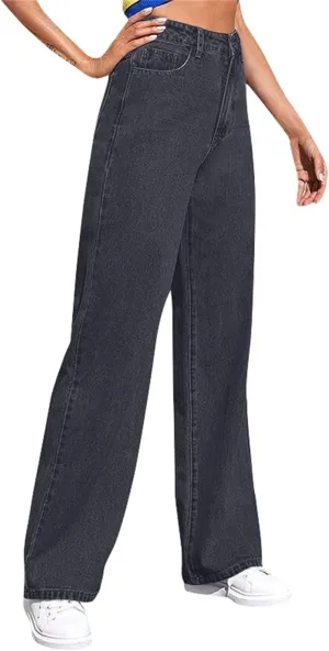Sweatpants Jeans Women Soft High Waisted Wide Leg Jeans Plus Size Boyfriend Jeans Comfy Denim Sweatpants with Pockets