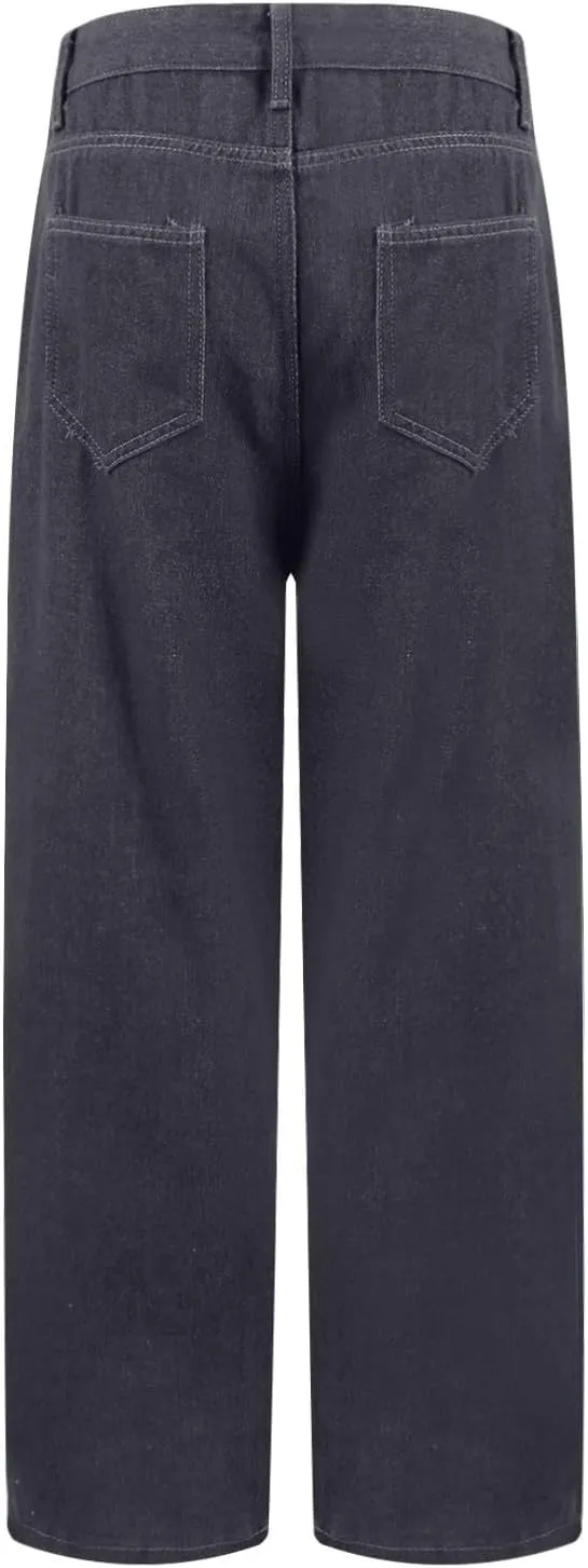 Sweatpants Jeans Women Soft High Waisted Wide Leg Jeans Plus Size Boyfriend Jeans Comfy Denim Sweatpants with Pockets