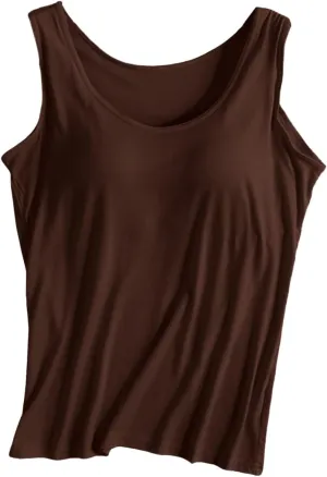 Tank Top Bras for Women Wide Strap Build in Bra Casual Flowy Tank Sports Longline Wirefree Padded Pleated Loose Fit