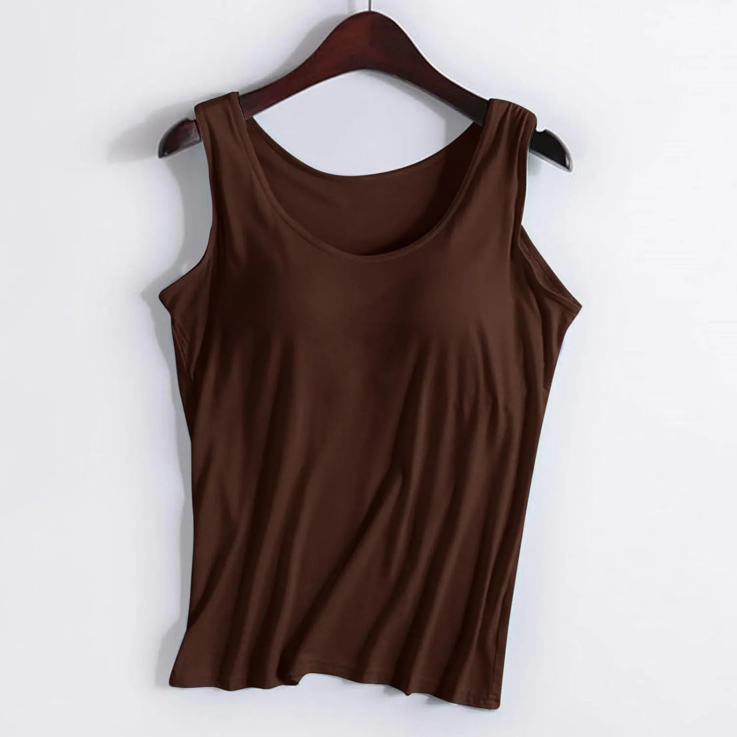 Tank Top Bras for Women Wide Strap Build in Bra Casual Flowy Tank Sports Longline Wirefree Padded Pleated Loose Fit