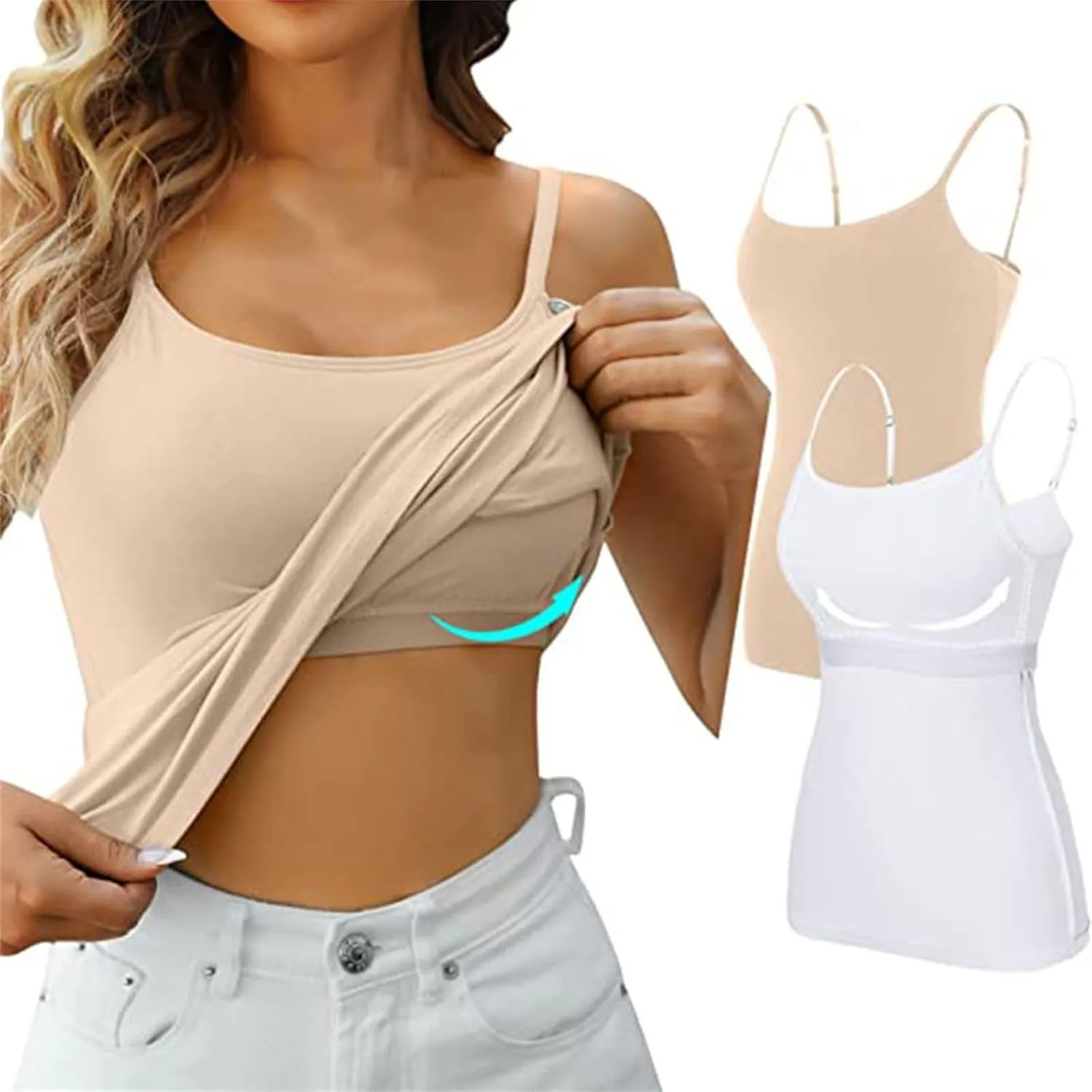 Tank Tops for Women Thread with Chest Pad Without Wearing Bra One Tank Top Camisole Tops for Women Women's Tank
