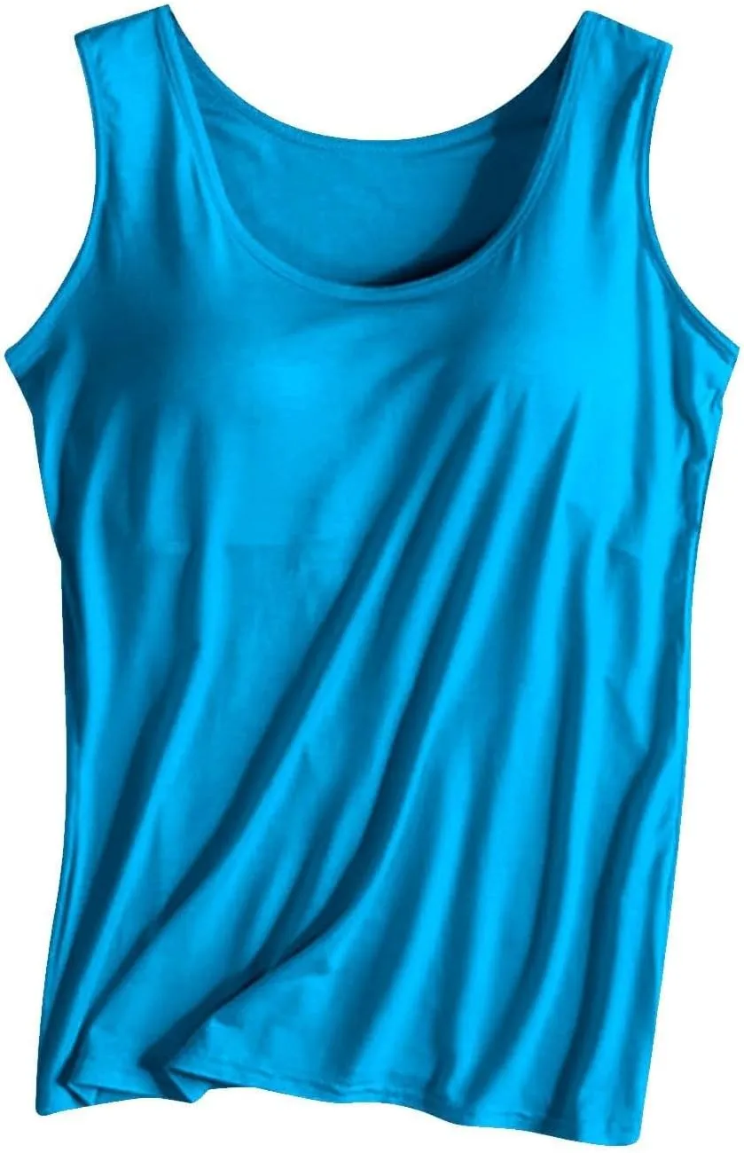 Tank Tops with Built in Bras for Women Sports Cute Cami Workout Plus Size Camisoles Spaghetti Strap Under Clothes