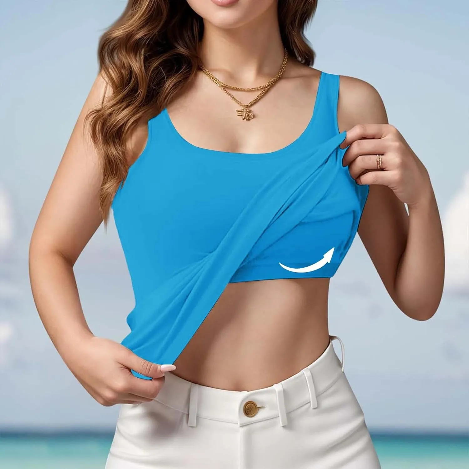 Tank Tops with Built in Bras for Women Sports Cute Cami Workout Plus Size Camisoles Spaghetti Strap Under Clothes