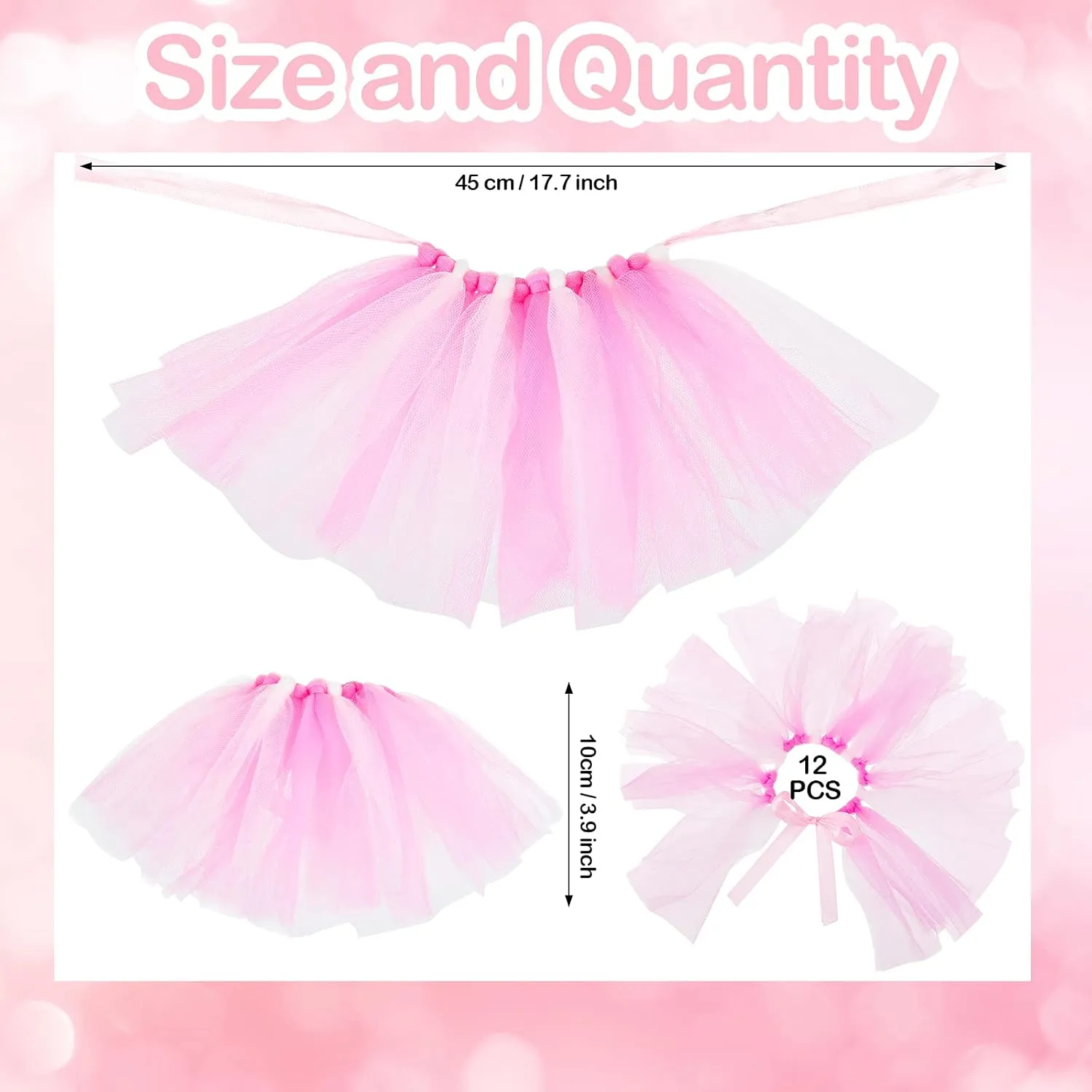 Tatuo 12 Pieces Mini Tutu Table Skirt Wine Bottle Cover Tutu Skirt Tulle Vase Skirt Decor Garland Centerpieces for Wedding Baby Shower Cake Dessert Birthday Party(Pink and White)