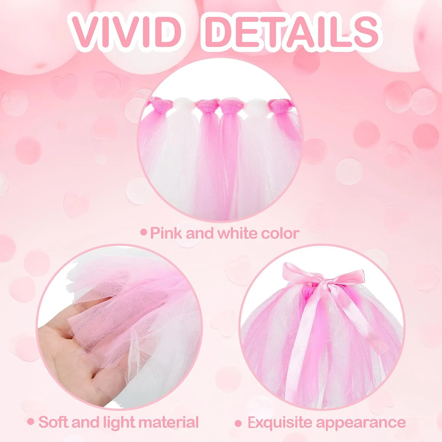 Tatuo 12 Pieces Mini Tutu Table Skirt Wine Bottle Cover Tutu Skirt Tulle Vase Skirt Decor Garland Centerpieces for Wedding Baby Shower Cake Dessert Birthday Party(Pink and White)