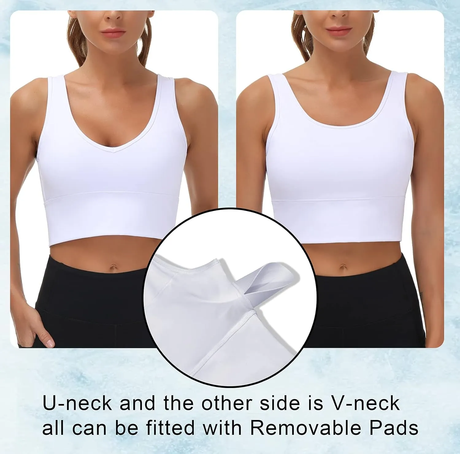 THE GYM PEOPLE Womens Longline Sports Bra Padded Crop Tank Tops Workout Yoga Bra with Removable Pads