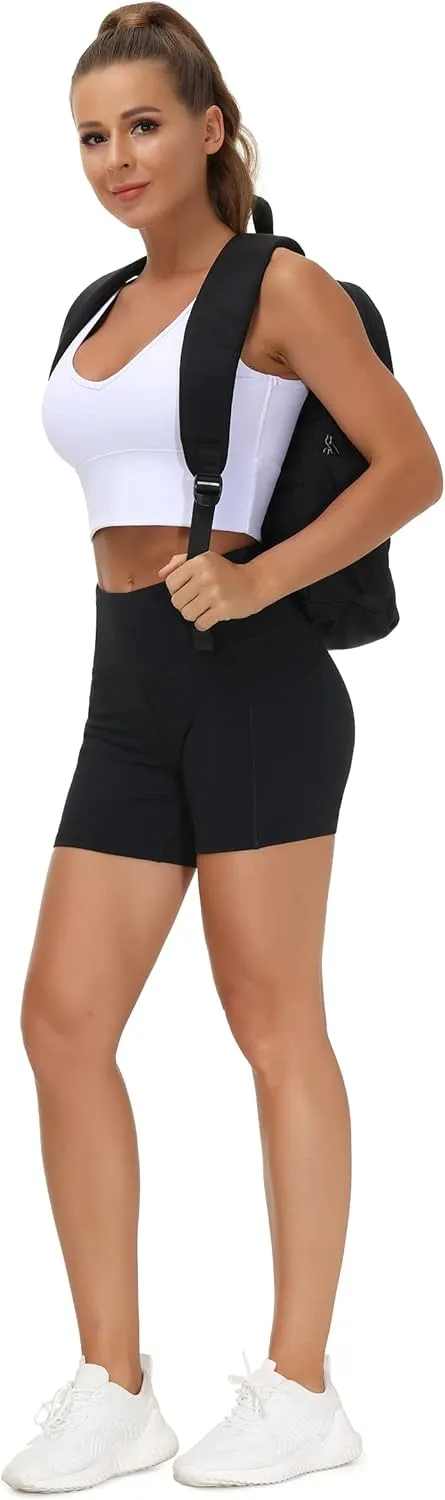 THE GYM PEOPLE Womens Longline Sports Bra Padded Crop Tank Tops Workout Yoga Bra with Removable Pads
