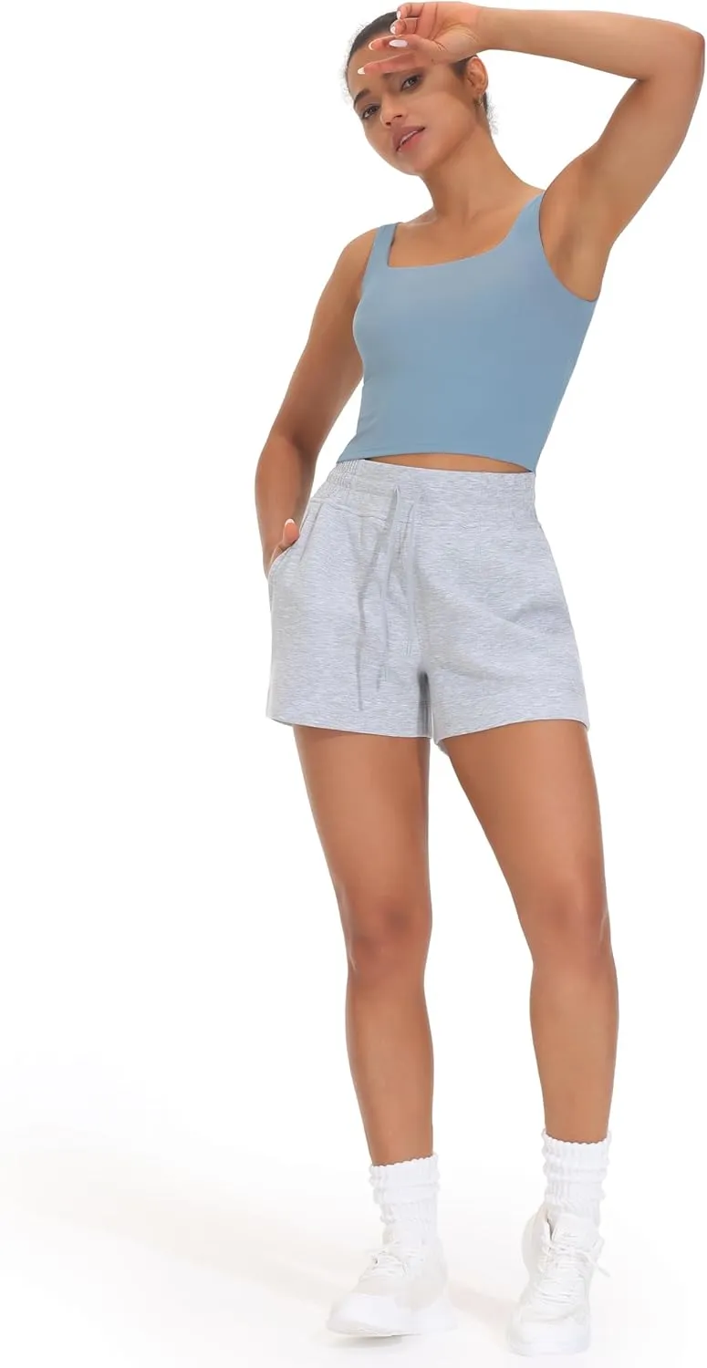 THE GYM PEOPLE Women's Square Neck Longline Sports Bra Workout Removable Padded Yoga Crop Tank Tops