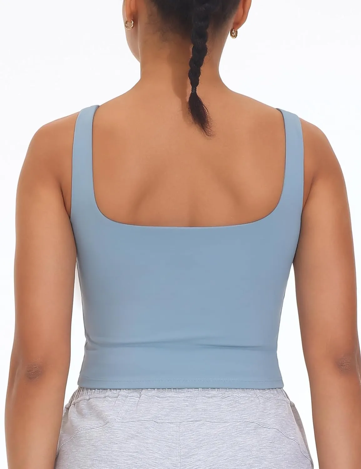 THE GYM PEOPLE Women's Square Neck Longline Sports Bra Workout Removable Padded Yoga Crop Tank Tops