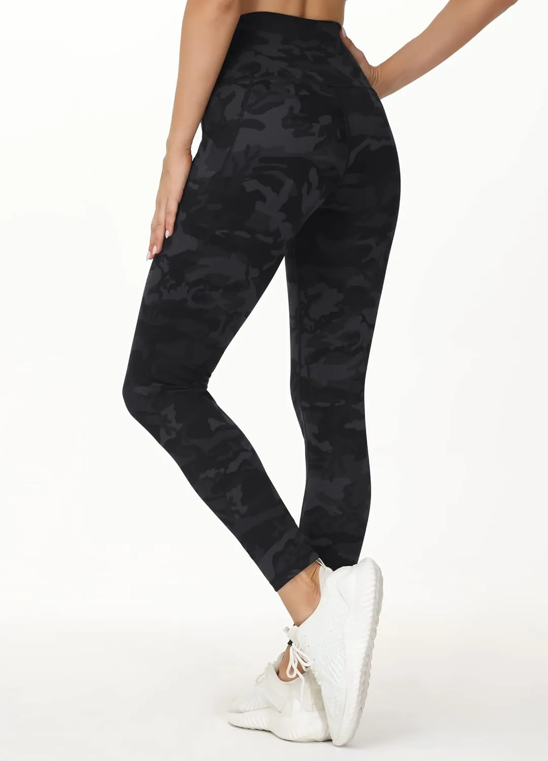 THE GYM PEOPLE Women's V Cross Waist Workout Leggings Tummy Control Running Yoga Pants with Pockets