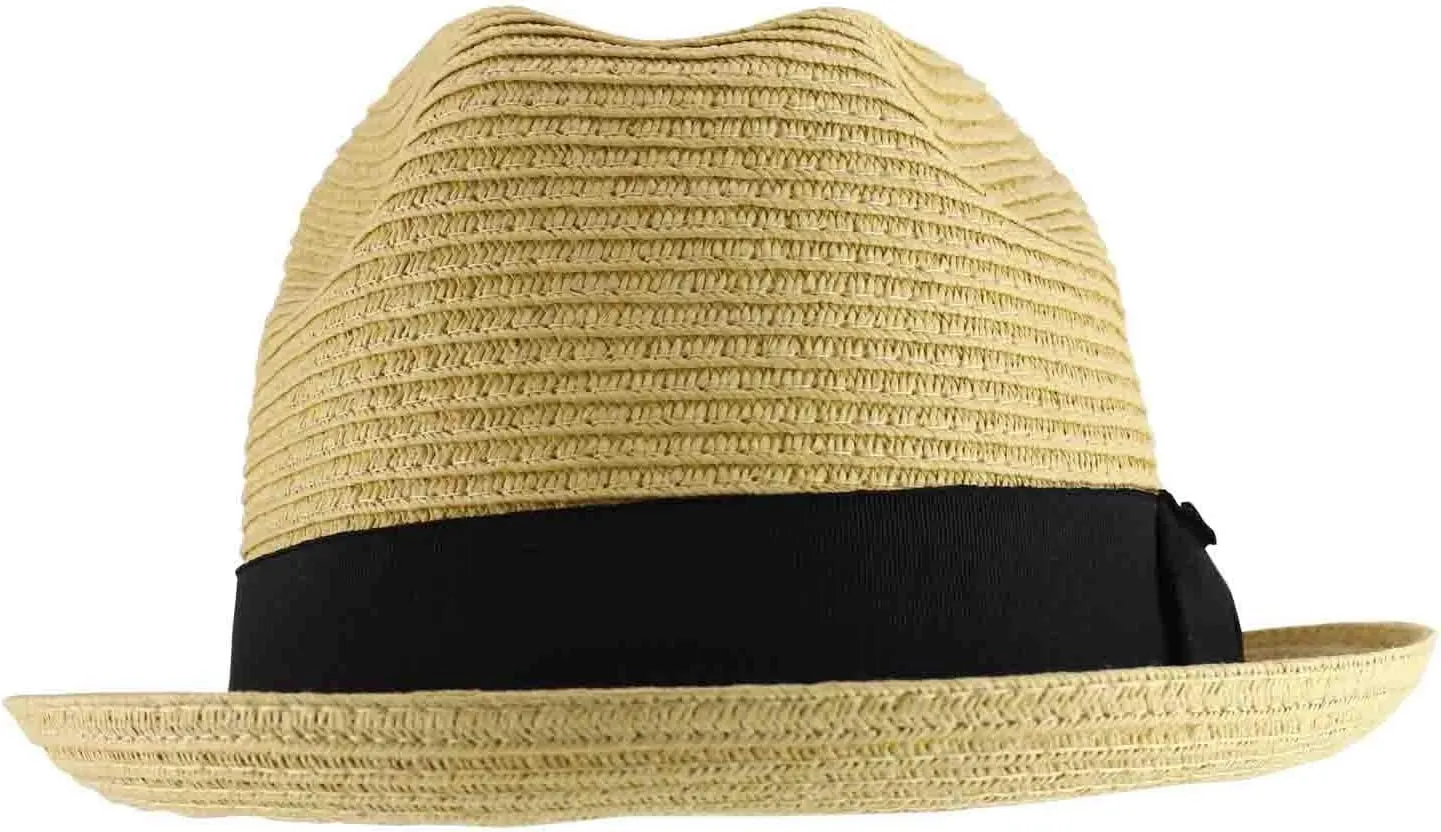 Trendy Apparel Shop Men's Toyo Paper Braid Upturn Brim Summer Fedora Hat