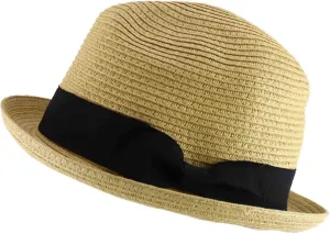 Trendy Apparel Shop Men's Toyo Paper Braid Upturn Brim Summer Fedora Hat