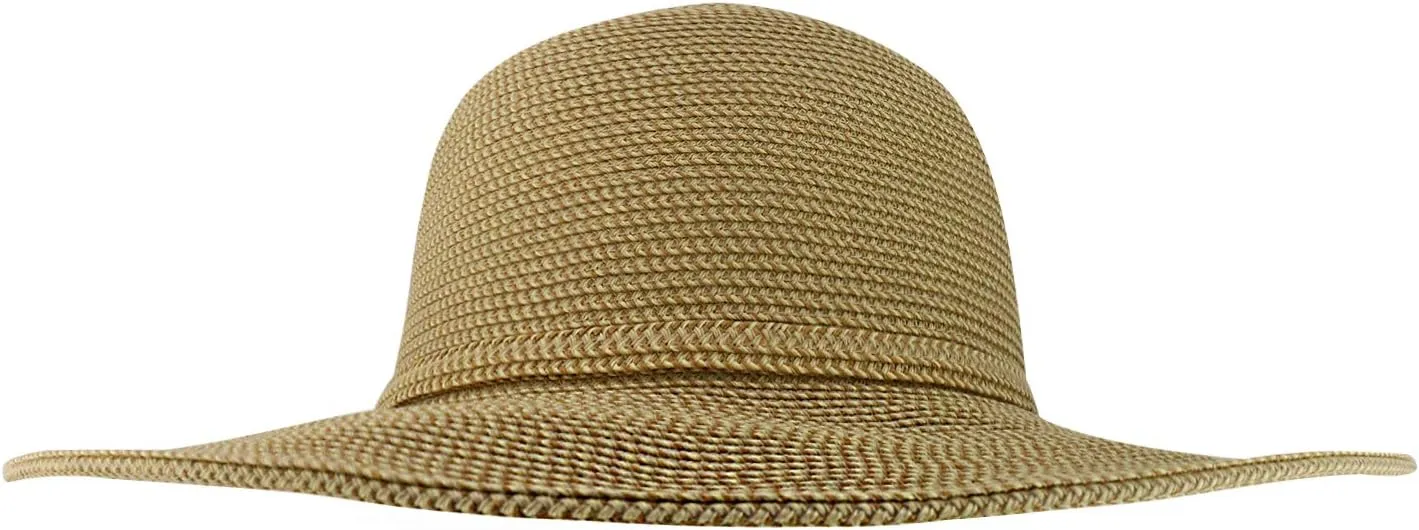 Trendy Apparel Shop UPF 50  Paper Braid Tweed 4" Flat Brim Sun Shade Hat