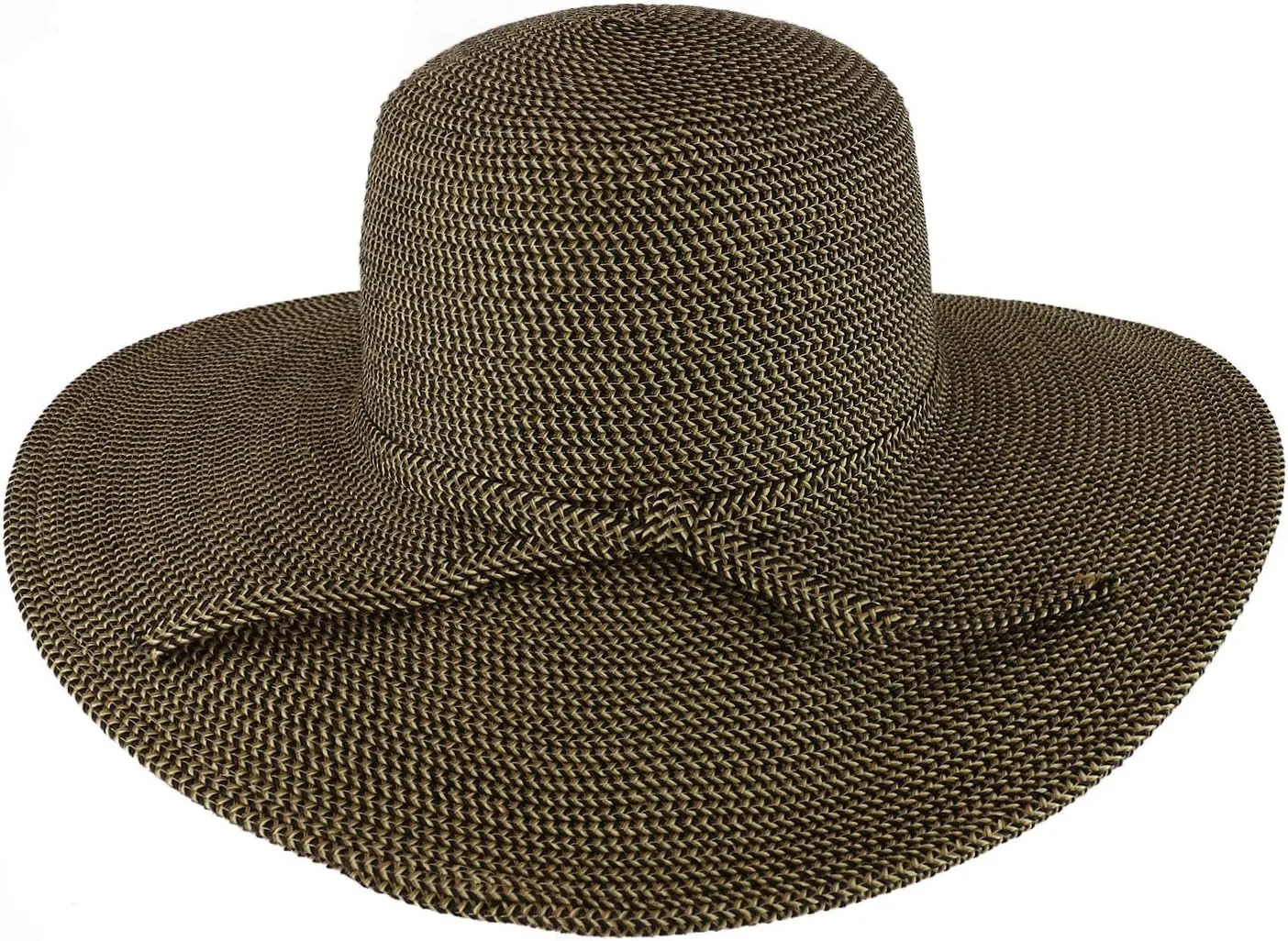 Trendy Apparel Shop UPF 50  Paper Braid Tweed 4" Flat Brim Sun Shade Hat