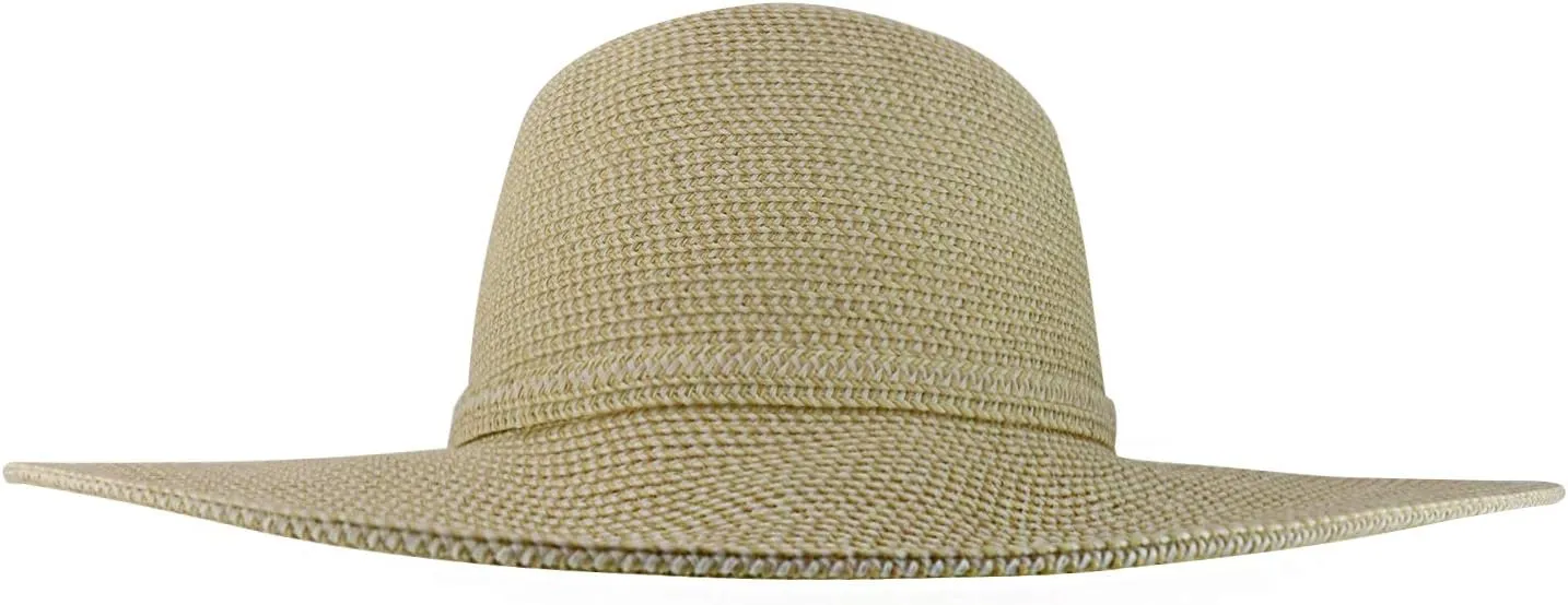 Trendy Apparel Shop UPF 50  Paper Braid Tweed 4" Flat Brim Sun Shade Hat