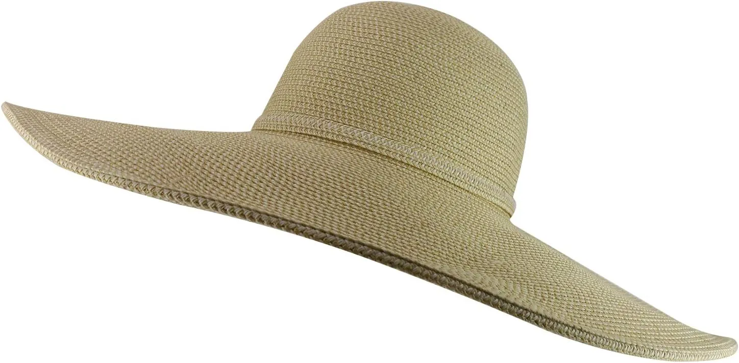 Trendy Apparel Shop UPF 50  Paper Braid Tweed 6" Flat Brim Sun Shade Hat