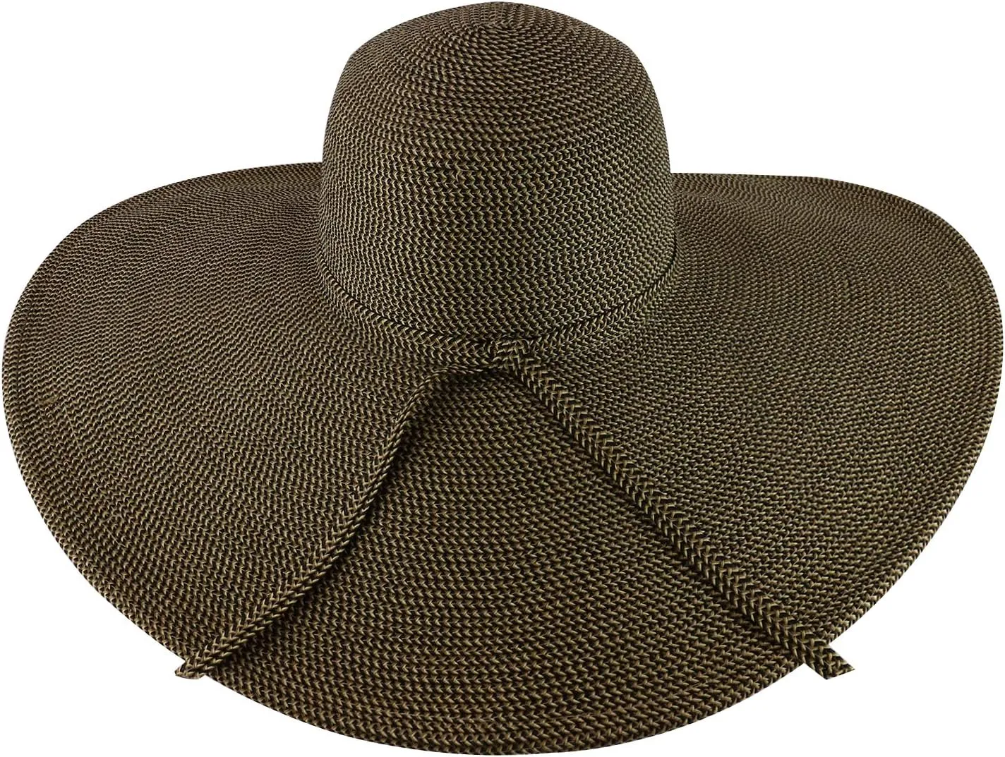 Trendy Apparel Shop UPF 50  Paper Braid Tweed 6" Flat Brim Sun Shade Hat