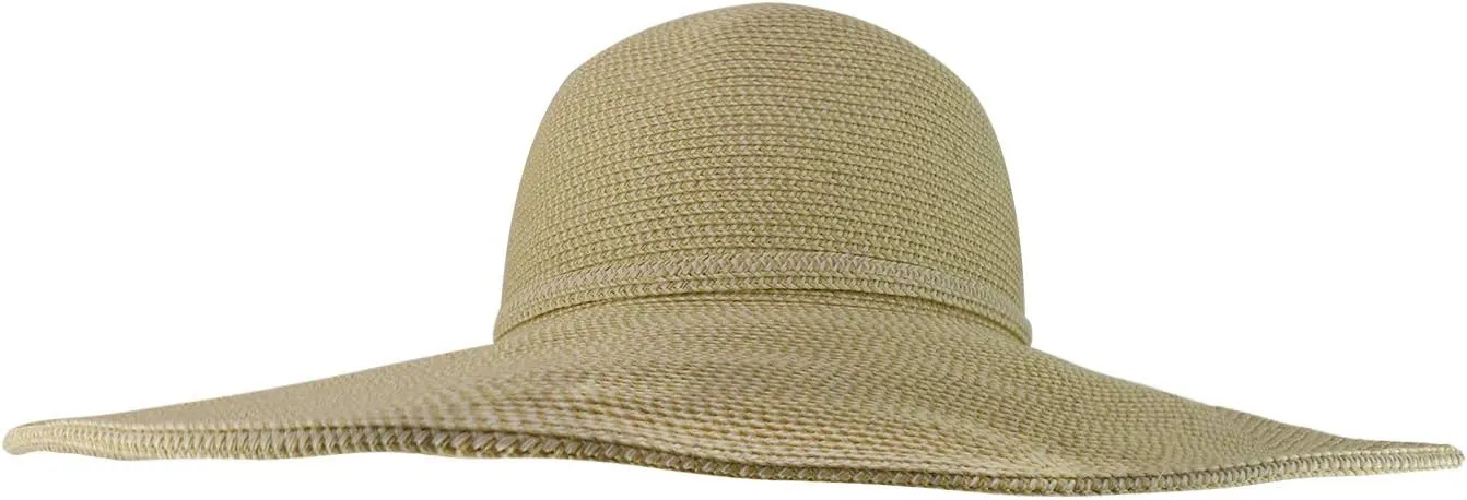 Trendy Apparel Shop UPF 50  Paper Braid Tweed 6" Flat Brim Sun Shade Hat