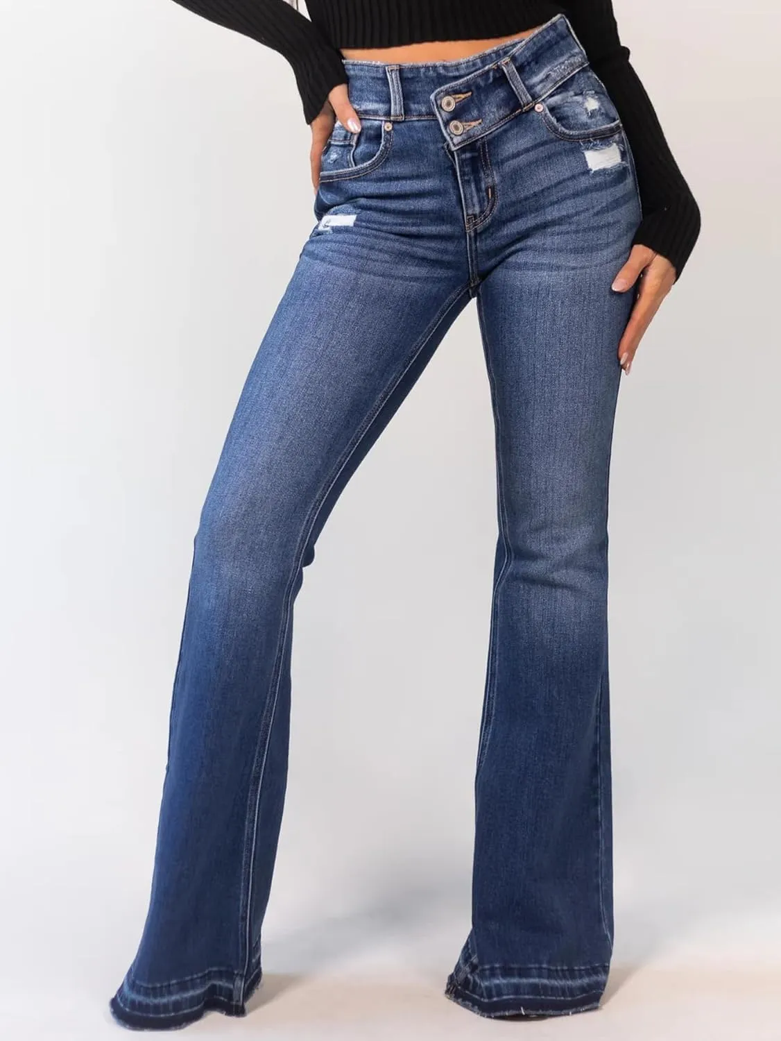 utcoco High Waisted Bootcut Jeans for Women 2025 Fashion Stretch Slim Fit Bell Bottom Flare Jeans for Women