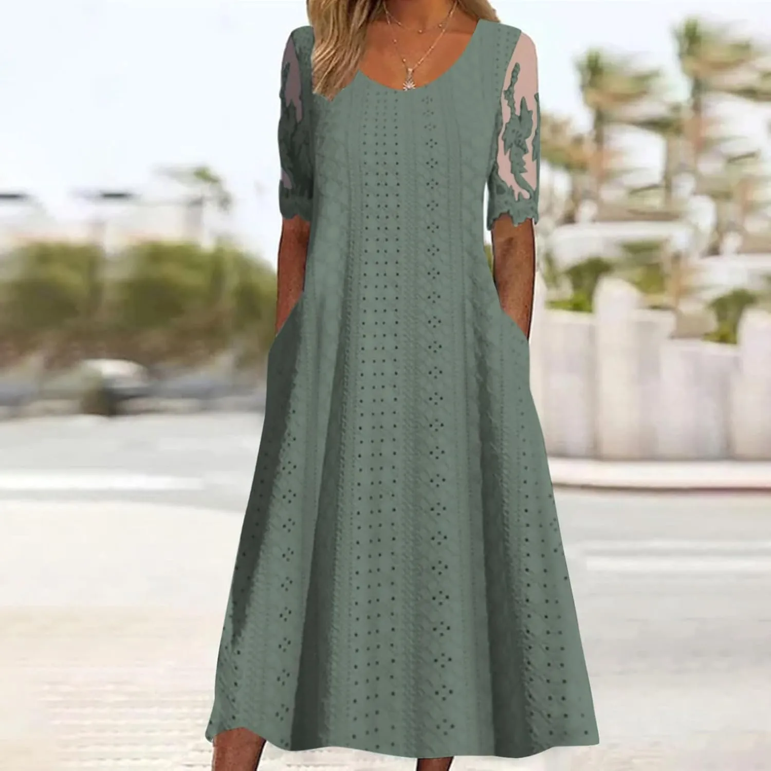 V Neck Cami Slip Dressfor Women Plain Dress with Pockets V Neck Sleeveless Dress Summer Sun Beach Dress Loose Dress