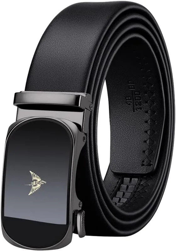 VANNANBA Leather Ratchet Belts for Men Automatic Buckle Casual Belt,with Gift Box