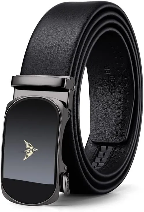 VANNANBA Leather Ratchet Belts for Men Automatic Buckle Casual Belt,with Gift Box