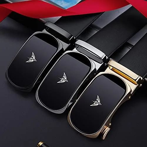 VANNANBA Leather Ratchet Belts for Men Automatic Buckle Casual Belt,with Gift Box