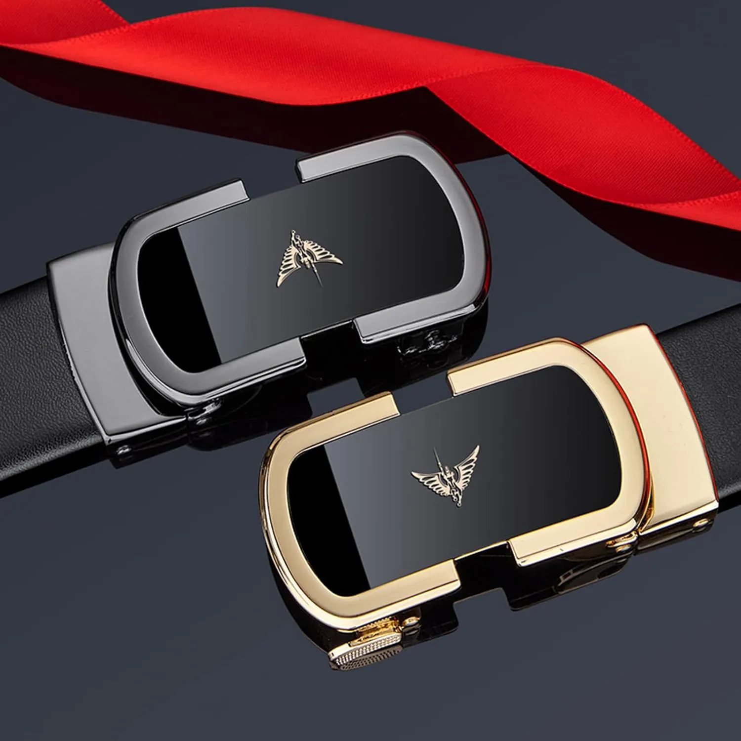 VANNANBA Leather Ratchet Belts for Men Automatic Buckle Casual Belt,with Gift Box