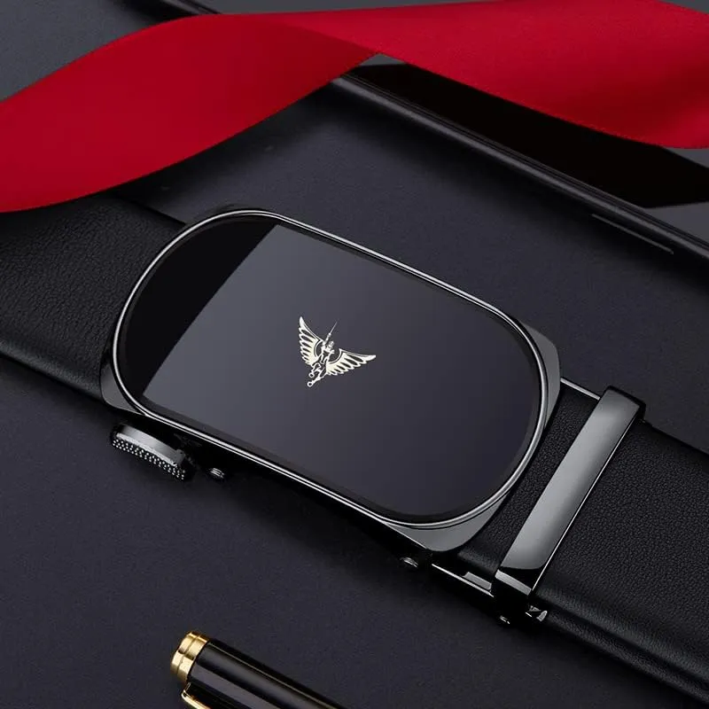 VANNANBA Leather Ratchet Belts for Men Automatic Buckle Casual Belt,with Gift Box